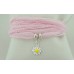 Daisy with silk bracelet/necklace (light pink)